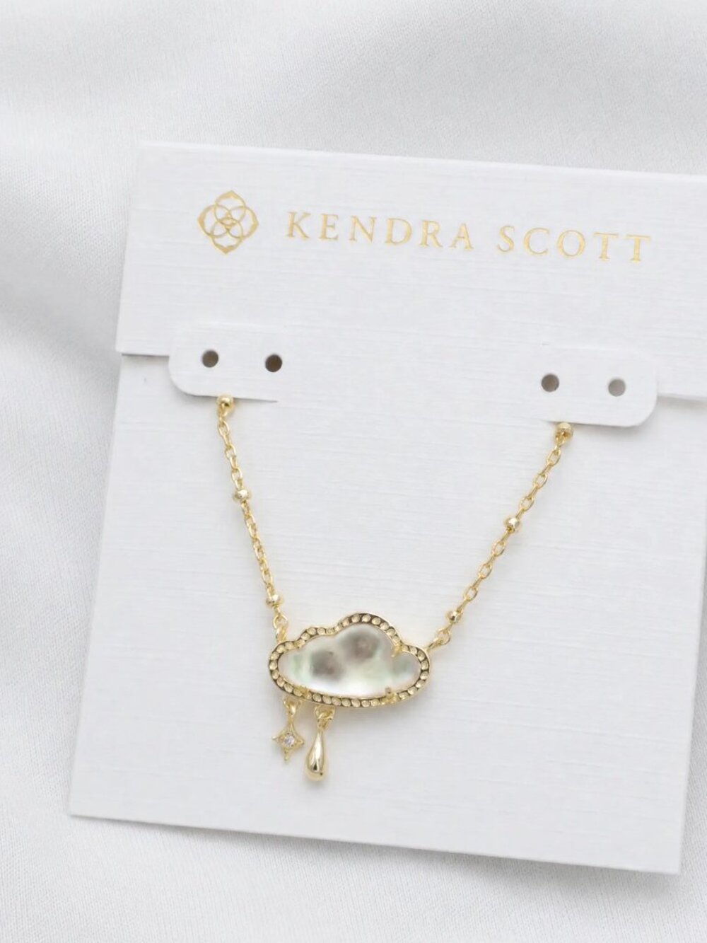 Kendra Scott Celeste Cloud Matte Dichroic Glass Gold Necklace | NEW